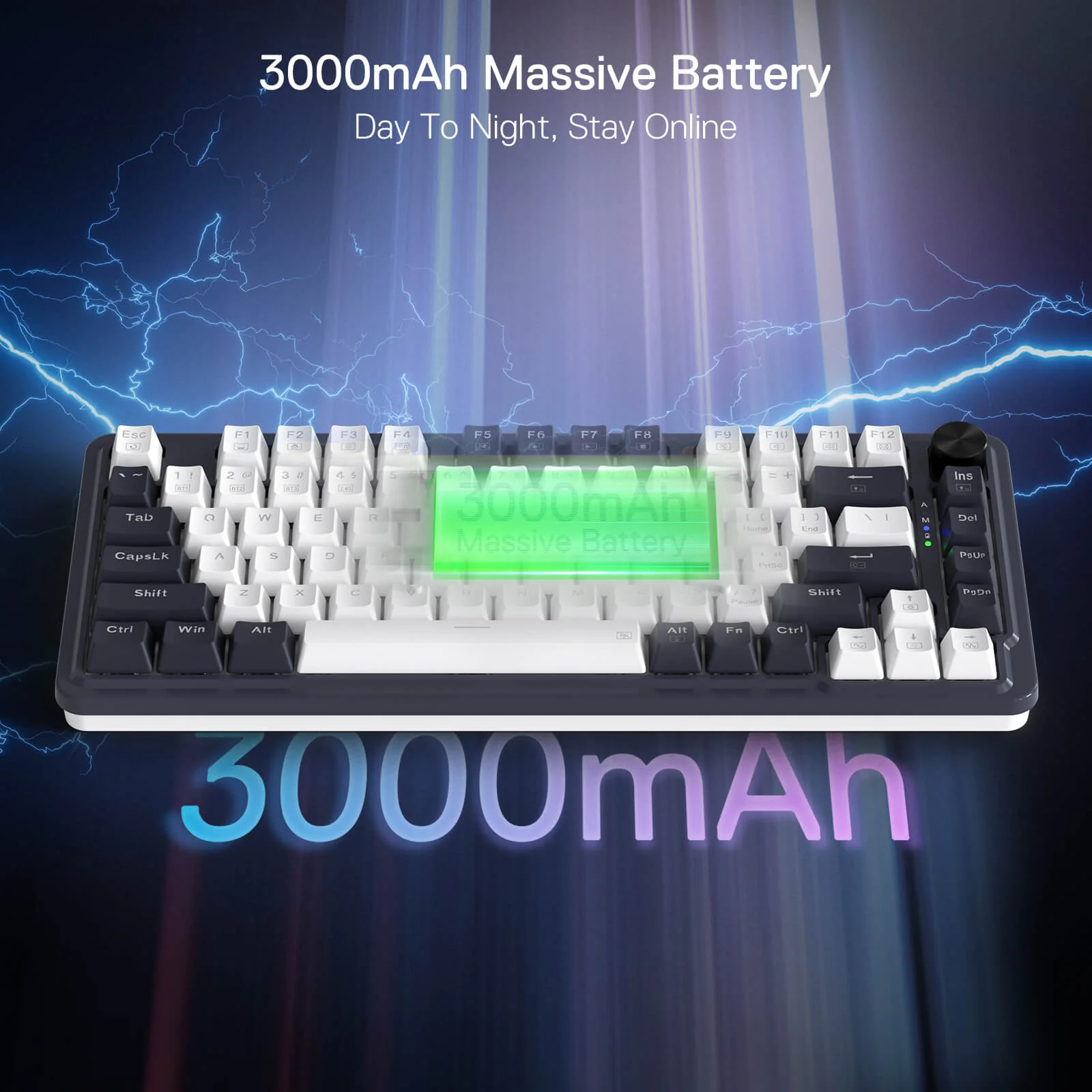 Redragon 75% Wireless Gasket Gaming Keyboard – Sleek Design Meets Exceptional Performance (White/Black, K673WB RGB Pro) thumbnail 4