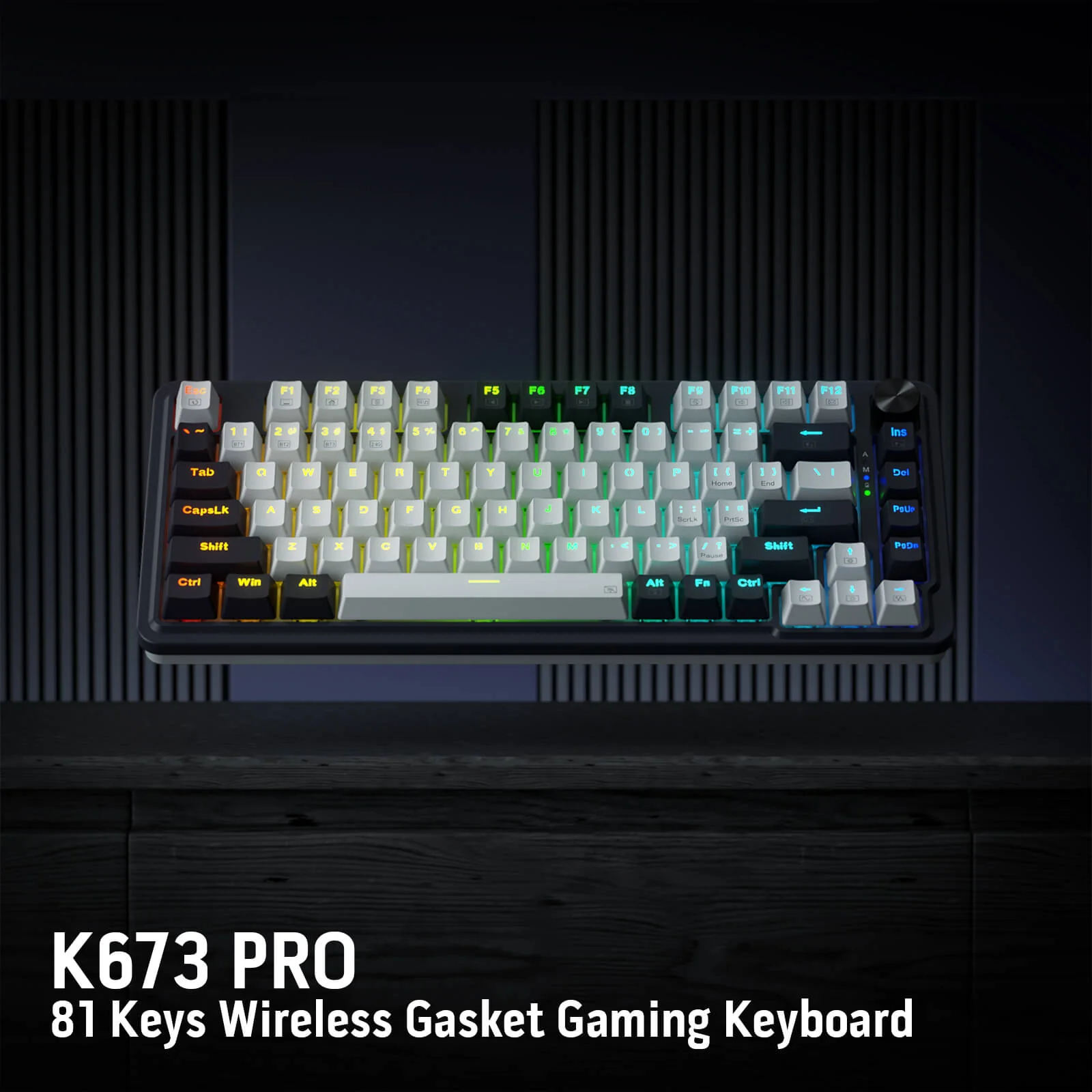 Redragon 75% Wireless Gasket Gaming Keyboard – Sleek Design Meets Exceptional Performance (White/Black, K673WB RGB Pro) thumbnail 11
