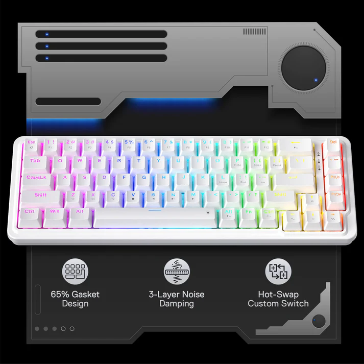 REDRAGON NOVA 68 KEYS WIRED GAMINGB KEYBOARD WHITE K709W-RGB thumbnail 6