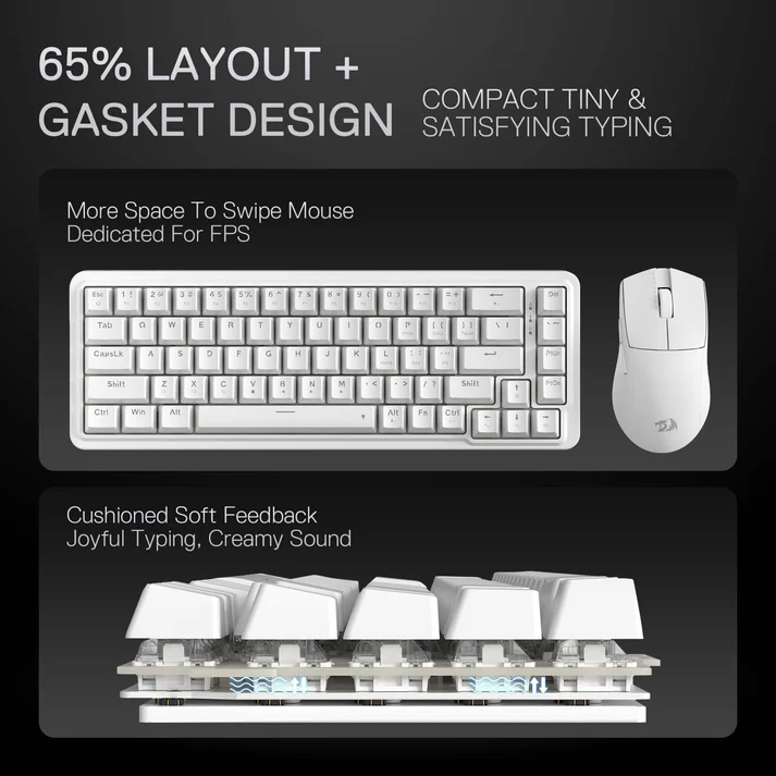 REDRAGON NOVA 68 KEYS WIRED GAMINGB KEYBOARD WHITE K709W-RGB thumbnail 2