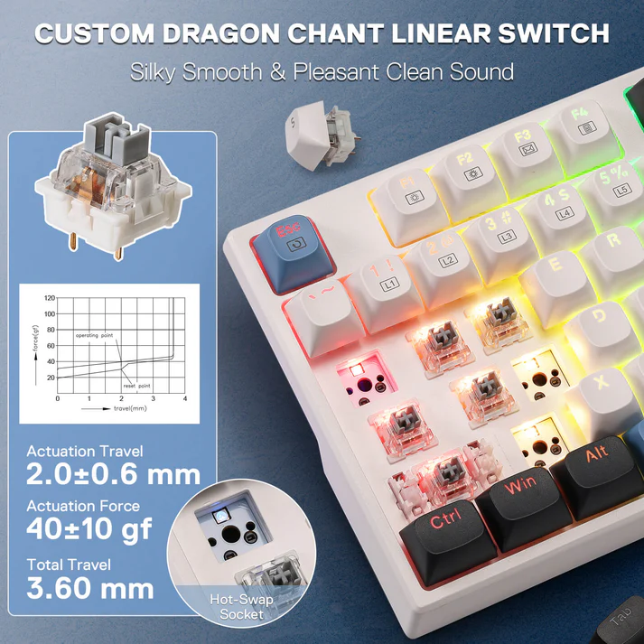 REDRAGON TRUNDLE RGB WIRED 108 KEY MECHANICAL GAMING KEYBOARD K668WGB-RGB thumbnail 6