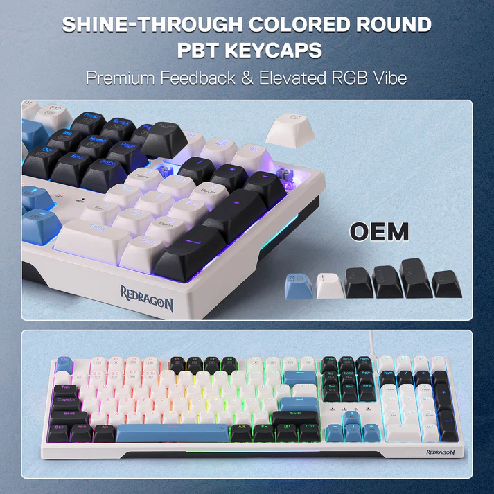REDRAGON TRUNDLE RGB WIRED 108 KEY MECHANICAL GAMING KEYBOARD K668WGB-RGB thumbnail 8