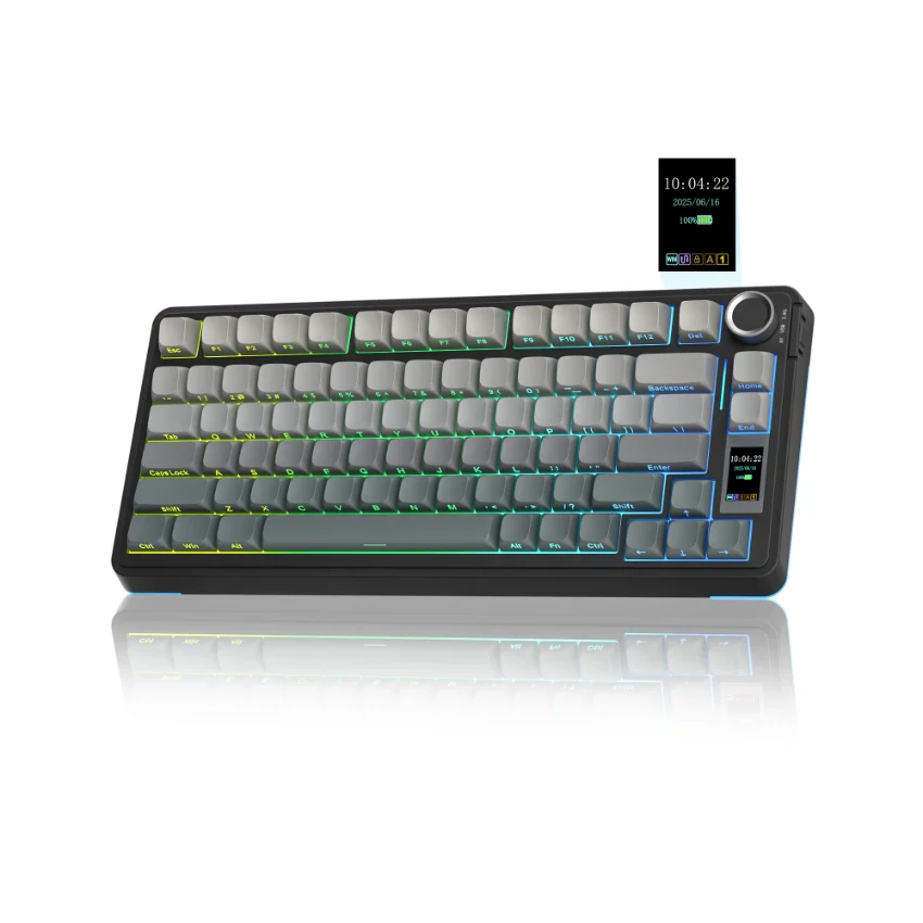 AULA 80 KEYS RGB 75% MECHANICAL GAMING KEYBOARD TRI MODE KNOB SEIYA SWITCH GRADIENT GRAY S75PRO