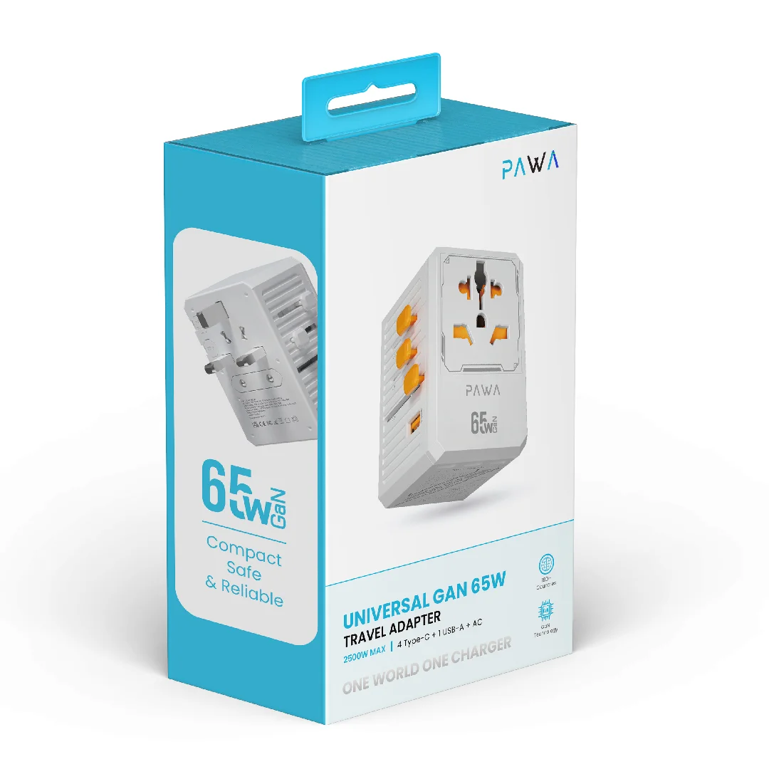 PAWA UNIVERSAL GAN 65W TRAVEL ADAPTER WHITE PW-TCUTA65W-WH thumbnail 3