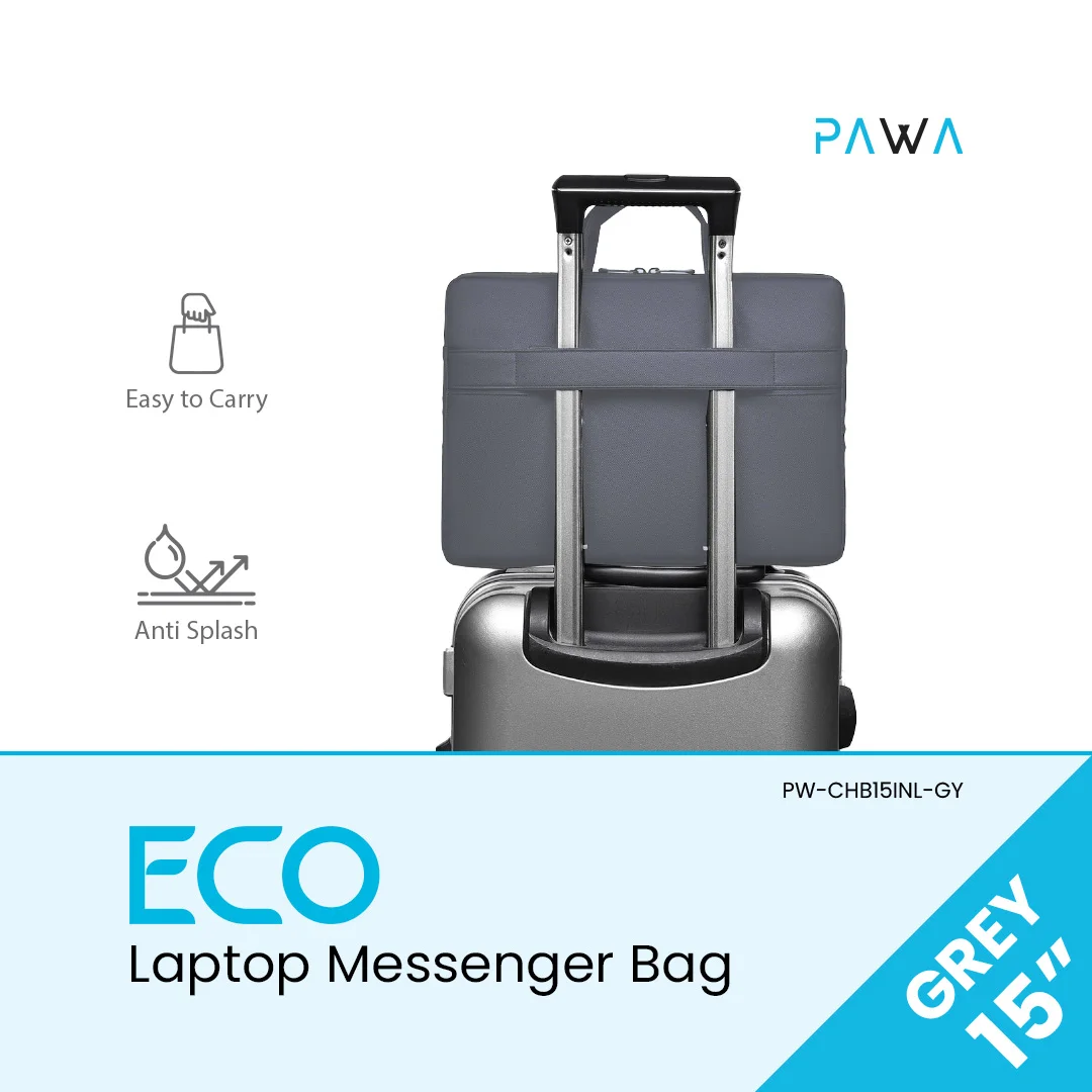 PAWA ECO LAPTOP MESSENGER BAG 15 INCH GREY PW-CHB15INL-GY thumbnail 4