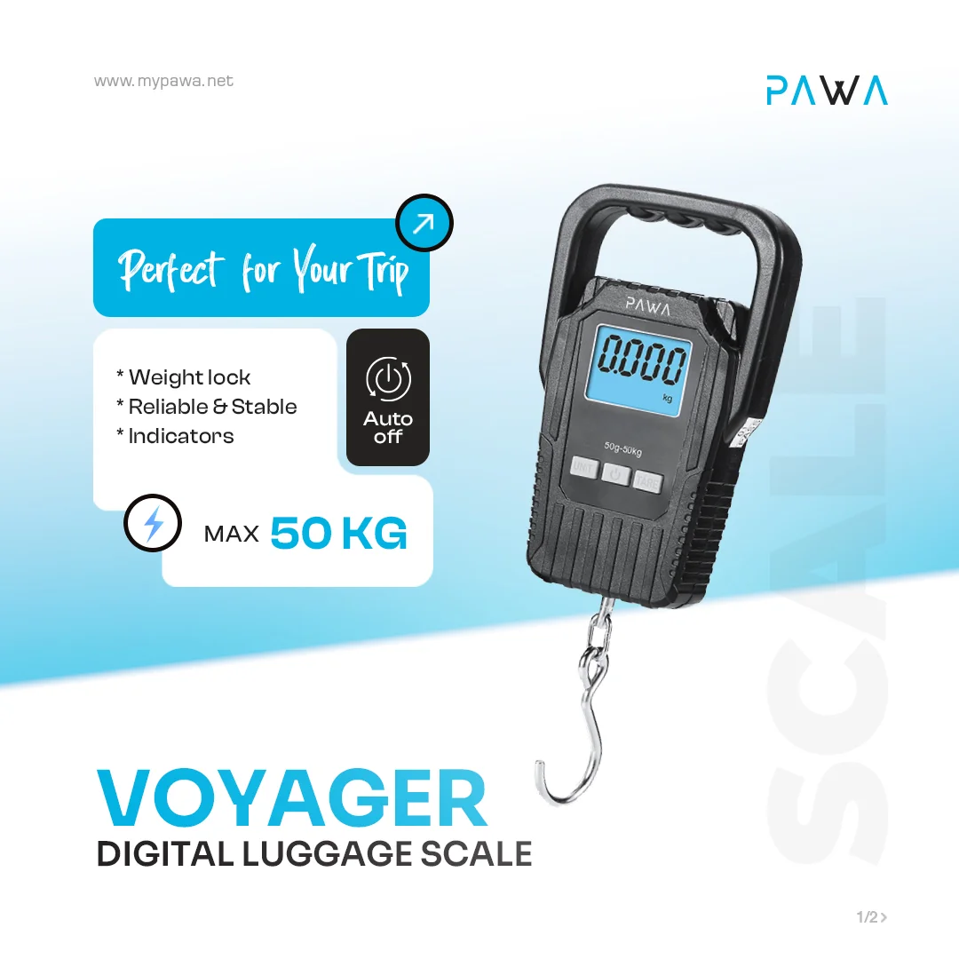 PAWA VOYAGER DIGITAL LUGGAGE SCALE BLACK PW-LGSC50KG-BK thumbnail 3