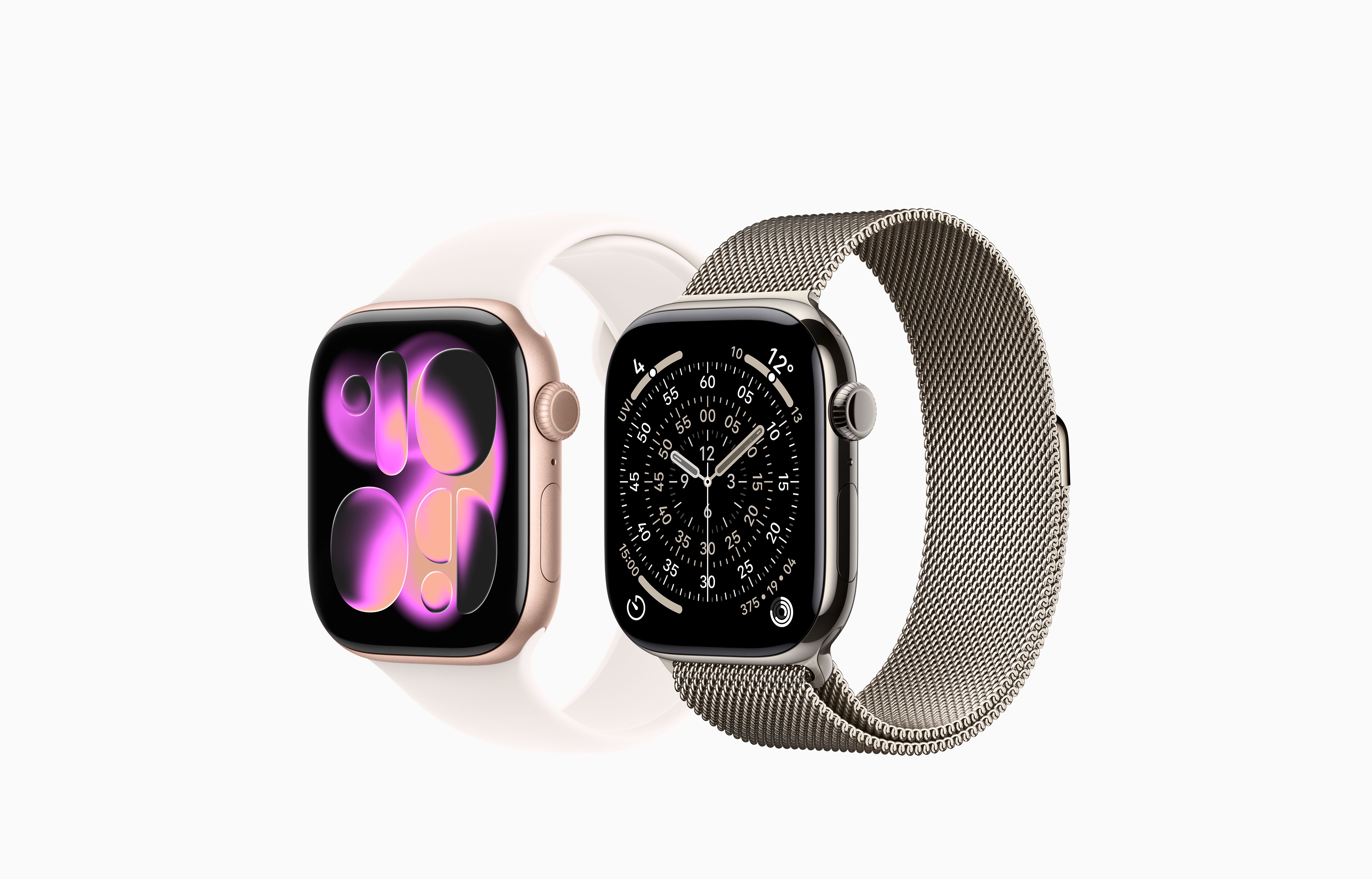 APPLE WATCH SERIES 11 GPS 46MM ROSE GOLD AIUMINUM CASE WITH LIGHT BLUSH SPORT BAND M/L MEV74 thumbnail 2
