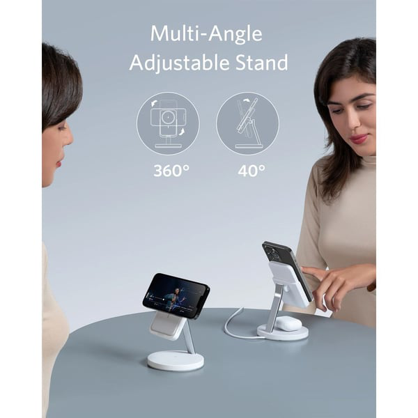 Anker 633 Magnetic Wireless Charger – Foldable MagGo Stand with 5,000 mAh Battery & 25 W USB‑C, White (B25A7221) thumbnail 3