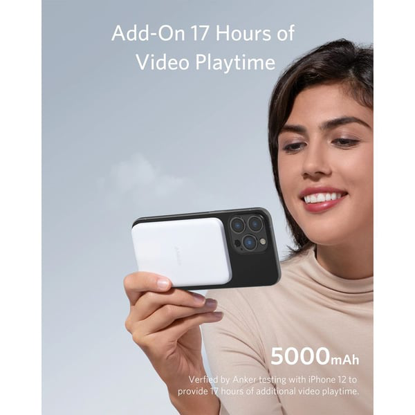 Anker 633 Magnetic Wireless Charger – Foldable MagGo Stand with 5,000 mAh Battery & 25 W USB‑C, White (B25A7221) thumbnail 2