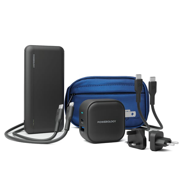 POWEROLOGY UNIVERSAL 5 IN 1 FAST CHARGING POWER BUNDLE BLACK