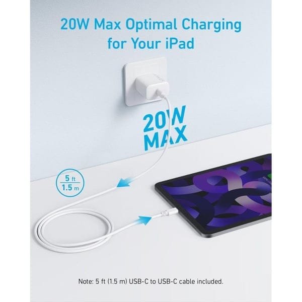 ANKER SELECT CHARGER 20W WITH USB C CABLE WHITE B2347K21 thumbnail 2