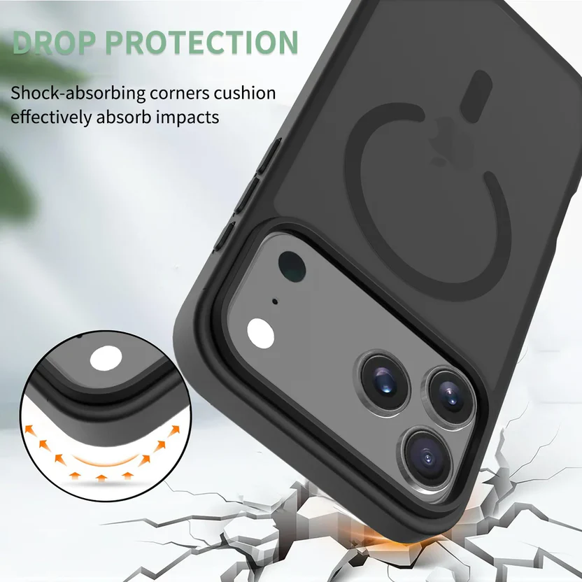 Blupebble Hybrid Matte Case With MagSafe For iPhone 17 Pro Max Black BP-IPHMAT17MAX-BK thumbnail 3