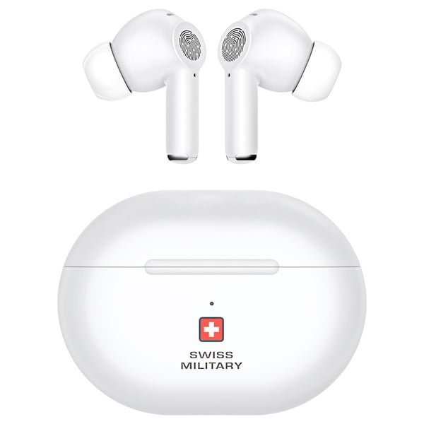 SWISS MILITARY DELTA 5 ACTIVE NOISE CANCELLATION ENC EARBUDS WHITE SM-TWS-DELTAS-ANC-ENC-WHI