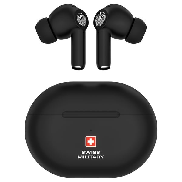 SWISS MILITARY DELTA 5 ACTIVE NOISE CANCELLATION ENC EARBUDS BLACK SM-TWS-DELTAS-ANC-ENC-BLK