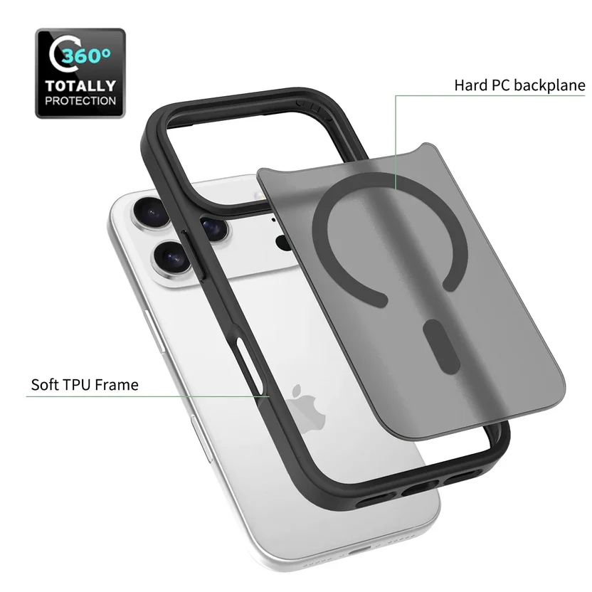 Blupebble Hybrid Matte Case With MagSafe For iPhone 17 Pro Max Black BP-IPHMAT17MAX-BK thumbnail 5