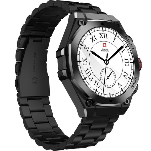SWISS MILITARY DOM 6 WATCH WITH GUN METAL STRAP BLACK SM-WCH-DOM6-BLKGUNMS thumbnail 5