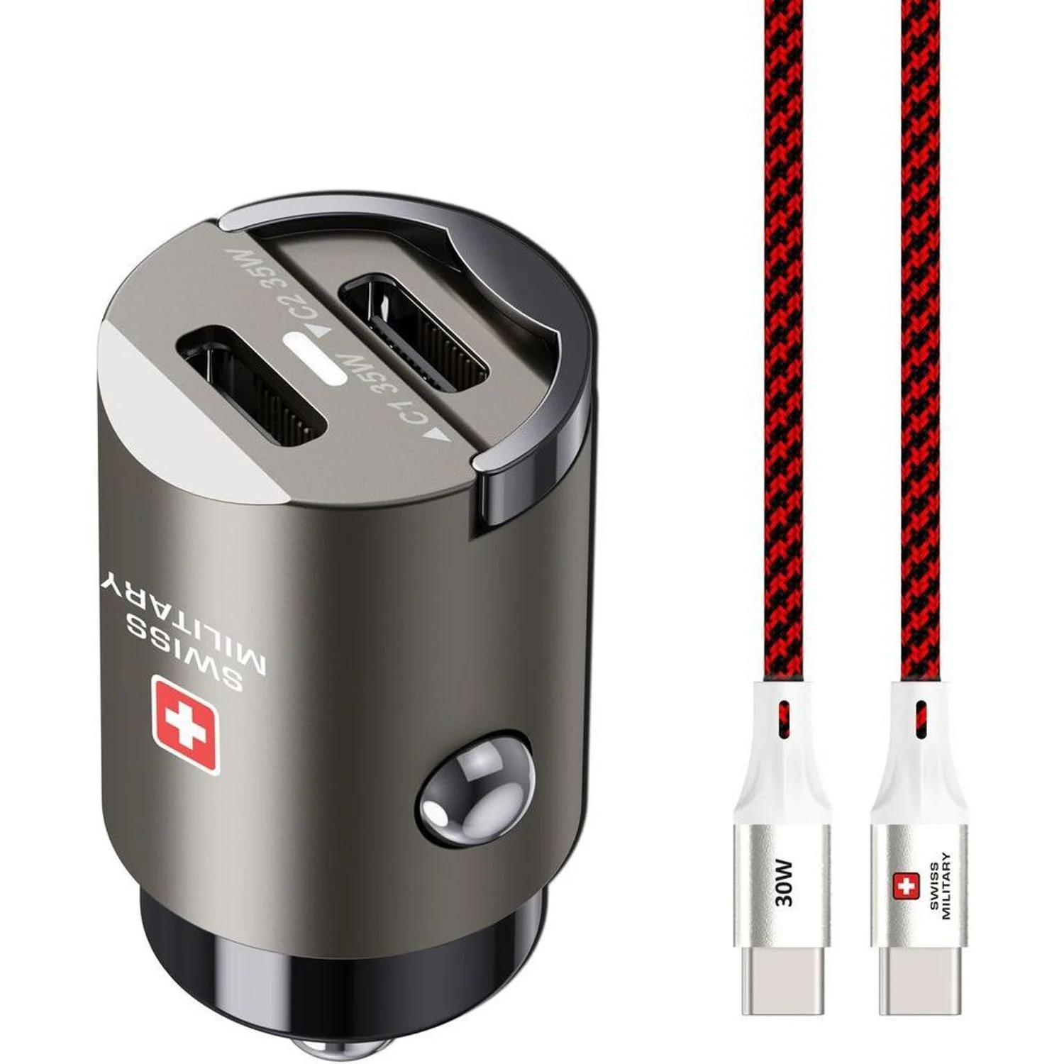 SWISS MILITARY CAR DRIVE 35W SUPER FAST CHARGER WITH USB C TO USB C CABLE SM-CC-35WPD-2C-CABLE thumbnail 2