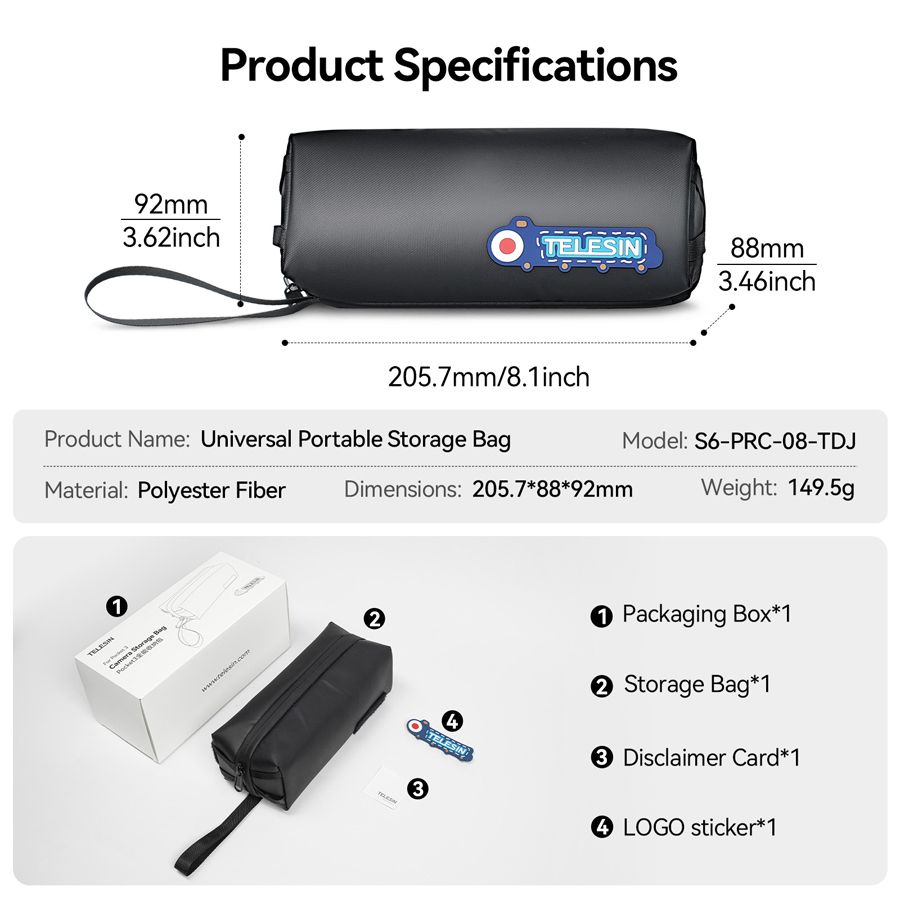 TELESIN POCKET 3 CAMERA STORAGE BAG S6-PRC-08-TDJ thumbnail 10