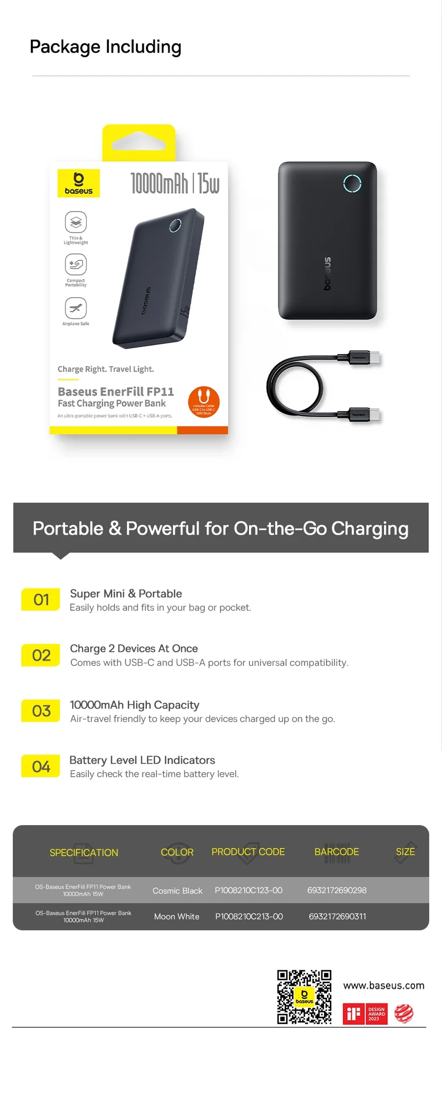 BASEUS ENERFILL FP11 FAST CHARGING 10000MAH 15W POWERBANK BLACK thumbnail 18
