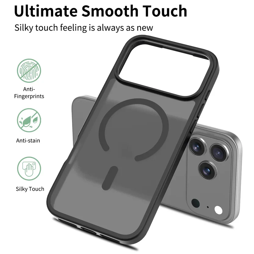 Blupebble Hybrid Matte Case With MagSafe For iPhone 17 Pro Max Black BP-IPHMAT17MAX-BK thumbnail 2