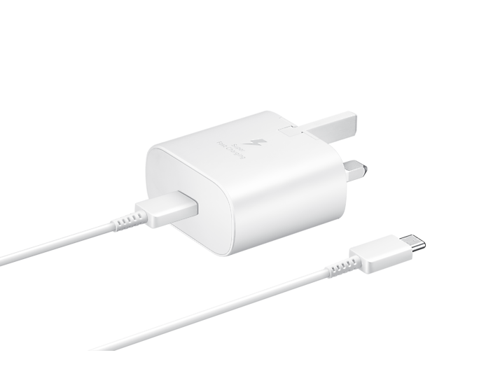 SAMSUNG TRAVEL ADAPTER 25W WITH TYPE C TO TYPE C CABLE WHITE EP-TA800XWEGAE