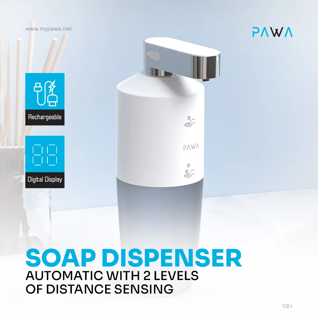 PAWA SOAP DISPENSER AUTOMATIC WITH 2 LEVELS OF DISTANCE SENSING WHITE PW-LFSTAMSD-WH thumbnail 2