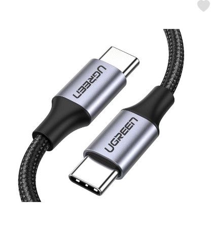 UGREEN USB-C TO USB-C ROUND CABLE 2.0 NICKEL PLATING ALUMINUM SHELL 1M GRAY BLACK 50150 thumbnail 2