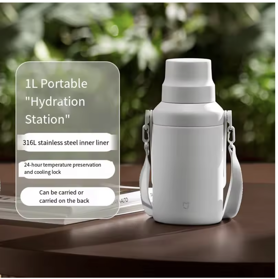 XIAOMI MIJIA THERMOS STAINLESS STEEL VACUUM FLASKS WATER BOTTLE WHITE thumbnail 2