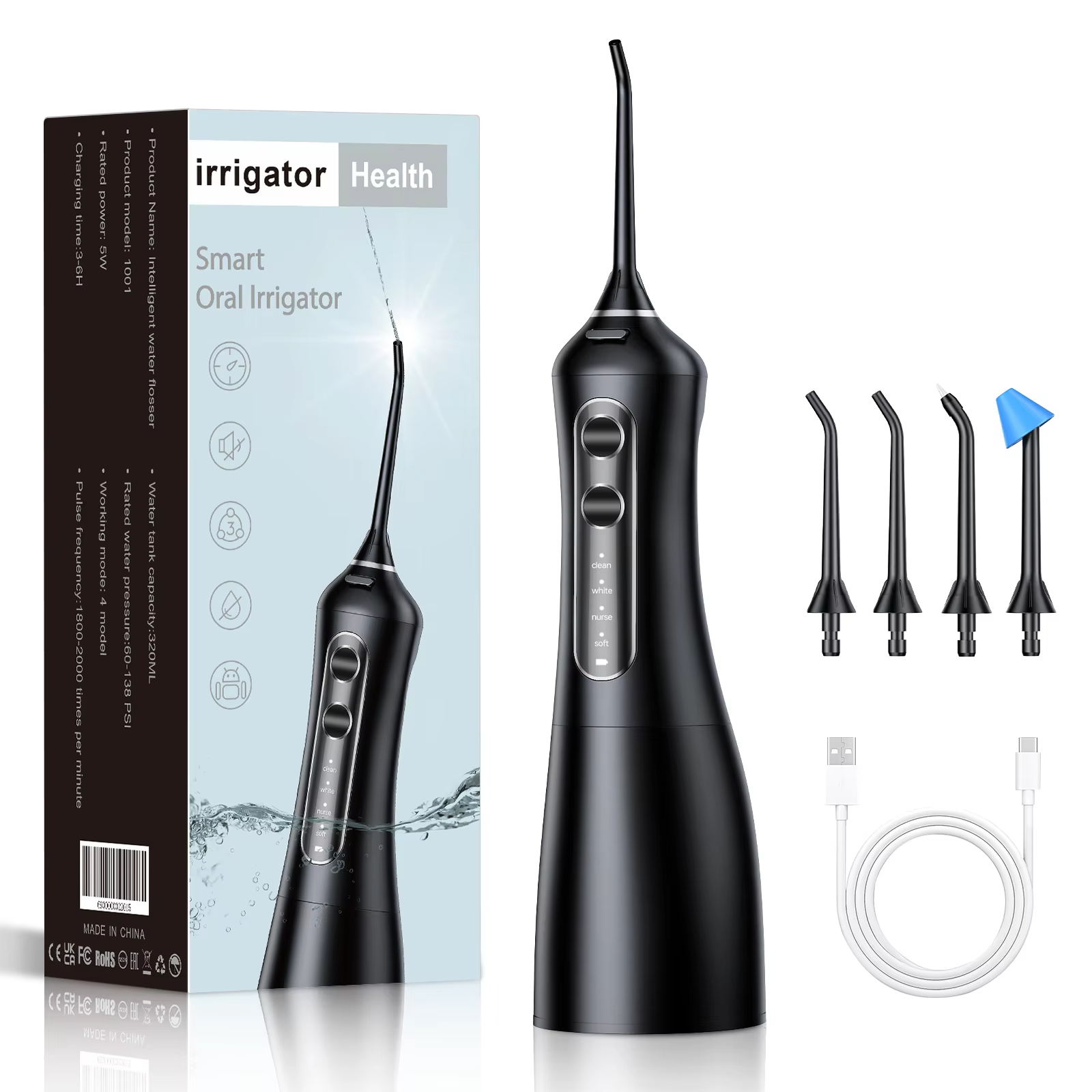 IRRIGATOR HEALTH SMART ORAL IRRIGATOR WATER FLOSSER BLACK 1001