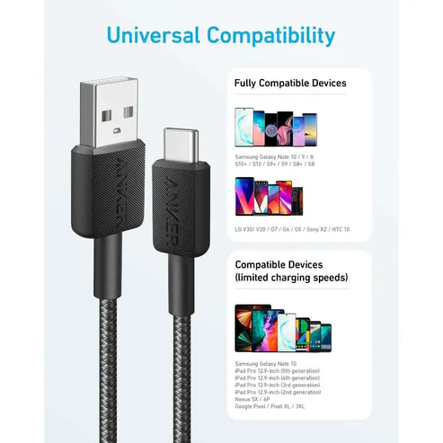 ANKER 322 USB-A TO USB-C BRAIDED 3FT CABLE A81H5H21 thumbnail 5