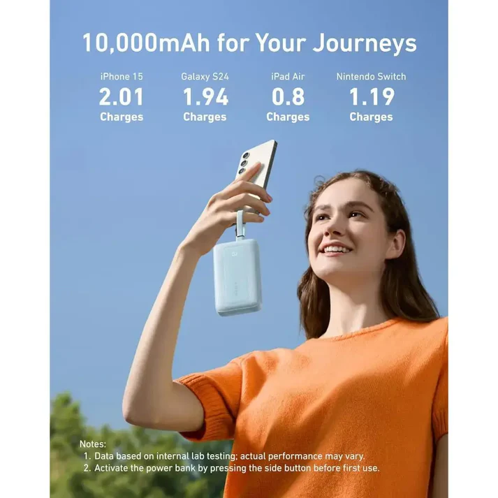 ANKER ZOLO 10000MAH POWER BANK 30W BUILT-IN TYPE-C AND LIGHTNING CABLE WHITE A1680H11 thumbnail 3