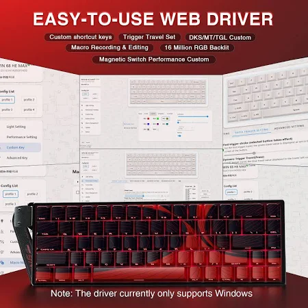 AULA 68 KEYS RGB 65% WIRED MECHANICAL GAMING KEYBOARD WING CHUN MAGNETIC SWITCH BLACK WIN68 thumbnail 5
