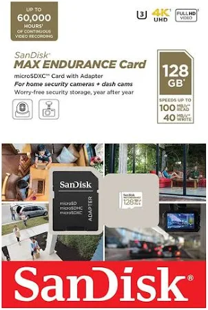 SANDISK MAX ENDURANCE 128GB MICROSD CARD WITH ADAPTER SPEED UP TO 100 MBS SDSQQVR-128G-GN6IA thumbnail 4