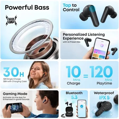 ANKER SOUNDCORE TRUE WIRELESS EARBUDS R50I BLACK A3949H12 thumbnail 7