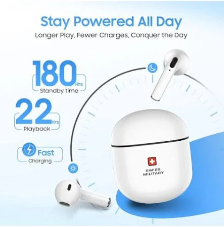SWISS MILITARY VICTOR 5 HIGH DEFINITION TURE WIRELESS EARBUDS WHITE SM-TWS-VICTOR5-WH thumbnail 5
