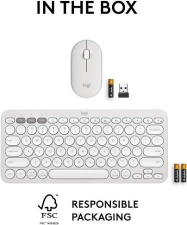LOGITECH PEBBLE 2 COMBO KEYBOARD AND MOUSE WHITE 920-012398 thumbnail 11