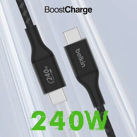 BELKIN BOOST CHARGE USB C TO USB C 240W CABLE 1M BLACK CAB015BT1MBK thumbnail 10