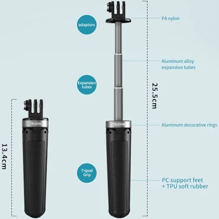 TELESIN MINI TRIPOD SELFIE STICK FOR ACTION CAMERA GP-MNP-092-X thumbnail 8