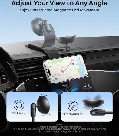 ANKER NANO WIRELESS CAR CHARGER MAGNETIC DETACHABLE PAD WITH ADAPTER & USB-C CABLE BLACK B2216H11 thumbnail 8