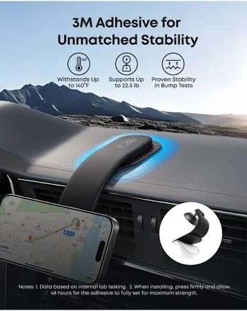 ANKER NANO WIRELESS CAR CHARGER MAGNETIC DETACHABLE PAD WITH ADAPTER & USB-C CABLE BLACK B2216H11 thumbnail 7