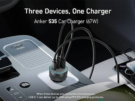 ANKER 535 67W POWERFUL TRIPLE PORT CAR CHARGER GRAY A2731HA1 thumbnail 10