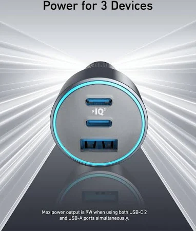 ANKER 535 67W POWERFUL TRIPLE PORT CAR CHARGER GRAY A2731HA1 thumbnail 7