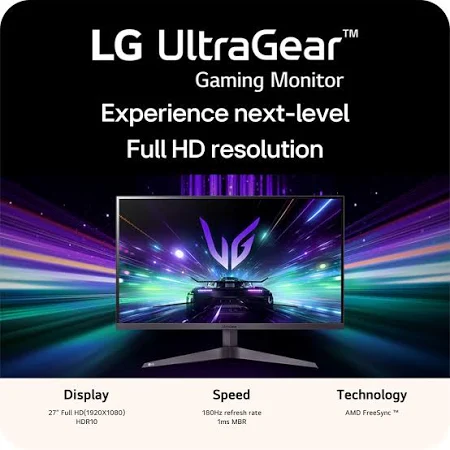 LG 27 INCH ULTRAGEAR FHD IPS DISPLAY 180HZ 1MS GAMING MOINITOR 27GS65F-B thumbnail 7