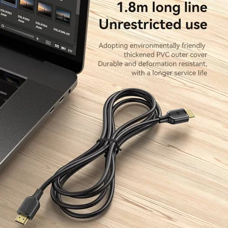YESIDO 4K 30HZ HDMI TO HDMI CABLE 1.8M BLACK HM16 thumbnail 8