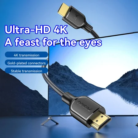 YESIDO 4K 30HZ HDMI TO HDMI CABLE 1.8M BLACK HM16 thumbnail 2
