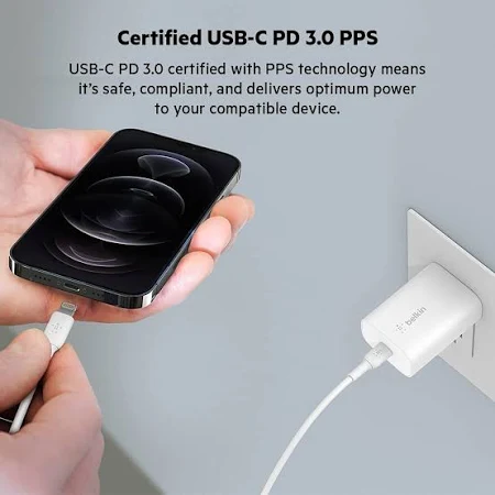 BELKIN BOOST CHARGE 25W USB C WALL CHARGER WHITE WCA004MYWH thumbnail 9