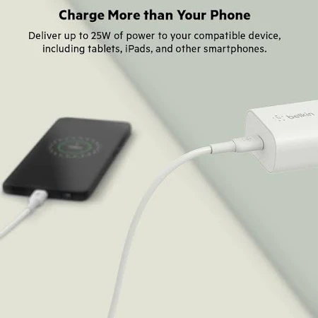 BELKIN BOOST CHARGE 25W USB C WALL CHARGER WHITE WCA004MYWH thumbnail 6