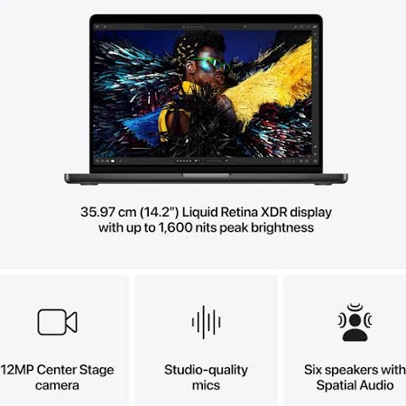 APPLE MACBOOK PRO 14 INCH M4 CHIP 10 CORE CPU 10 CORE GPU 16GB 1TB SPACE BLACK ARABIC MW2V3 thumbnail 6