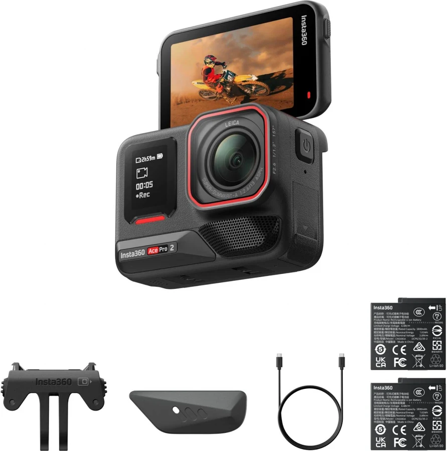 INSTA 360 ACE PRO 2 8K AI-POWERED ACTION CAMERA WITH DUAL BATTERY BUNDLE BLACK CINSBBGA WITH XPLORER GRIP KIT thumbnail 8