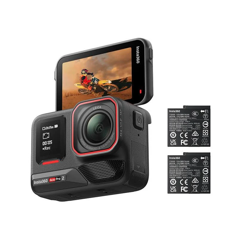 INSTA 360 ACE PRO 2 8K AI-POWERED ACTION CAMERA WITH DUAL BATTERY BUNDLE BLACK CINSBBGA WITH XPLORER GRIP KIT thumbnail 2